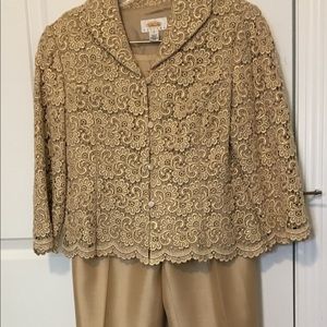 Beautiful Talbots lace blouse and silk pants.